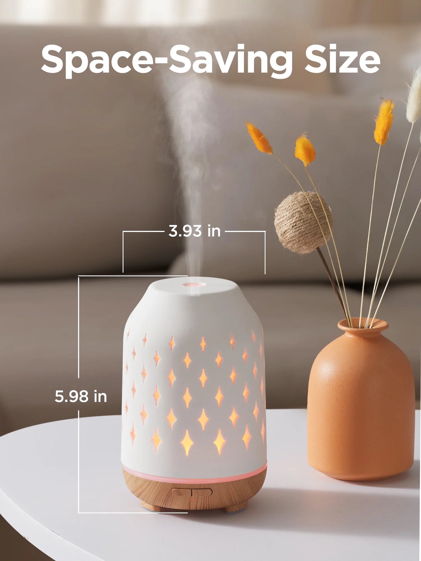 150Ml Ceramic Stone Diffuser, Handmade Ultrasonic Aromatherapy Diffuser Humidifier Cool Mist Essential Oil Diffusers for Home Air Diffuser with 2 Mist Modes Waterless Auto Off