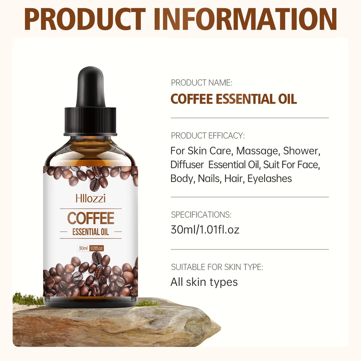 30Ml/1.01Fl.Oz Coffee Essential Oil for Skin, Hair, Nails and Eyelashes, Moisturizing, Nourishing, Suitable for All Skin Types