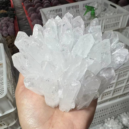 300-1000G Natural Rare White Transparent Quartz Crystal Mineral Cluster ​Specimen Home Office Degaussing Decoration Energy Gem