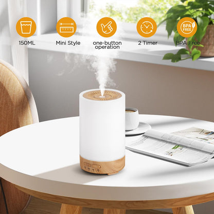 Essential Oil Diffuser, 7 Colors Oil Diffuser with Night Light Timer Waterless Auto-Off Portable Cool Mist Air Humidifier for Bedroom Home