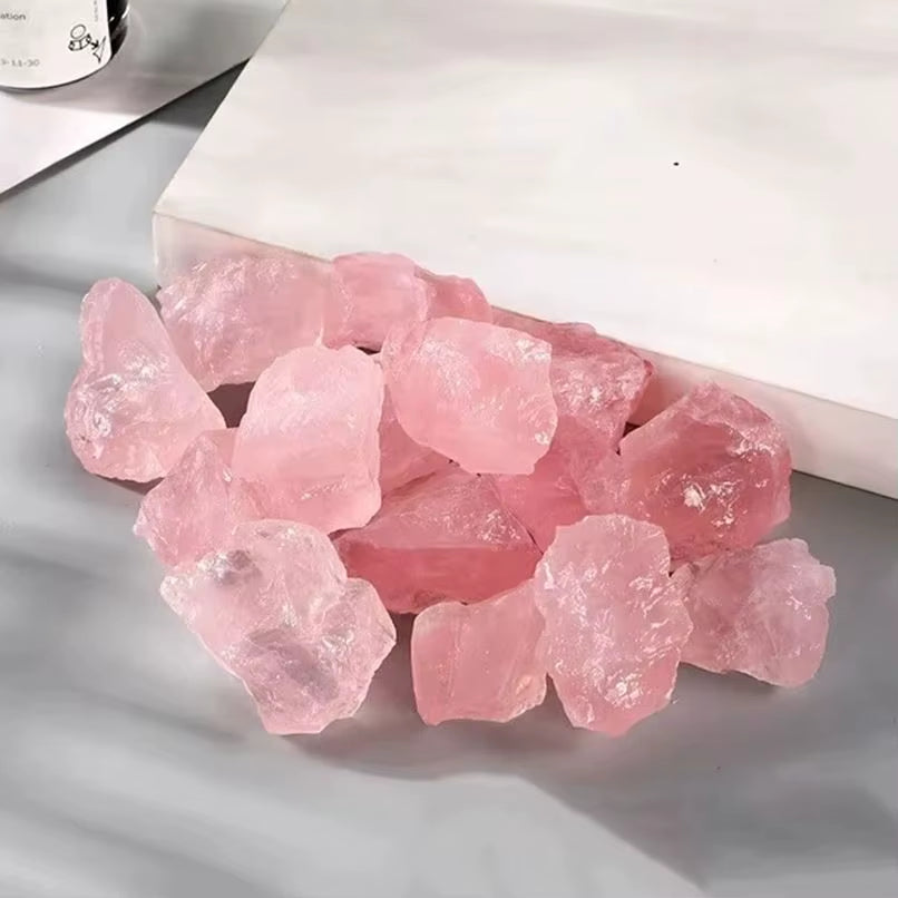 Natural Rose Quartz Rough Raw Crystal Healing Reiki Mineral Specimen Rock Stone 5-300G