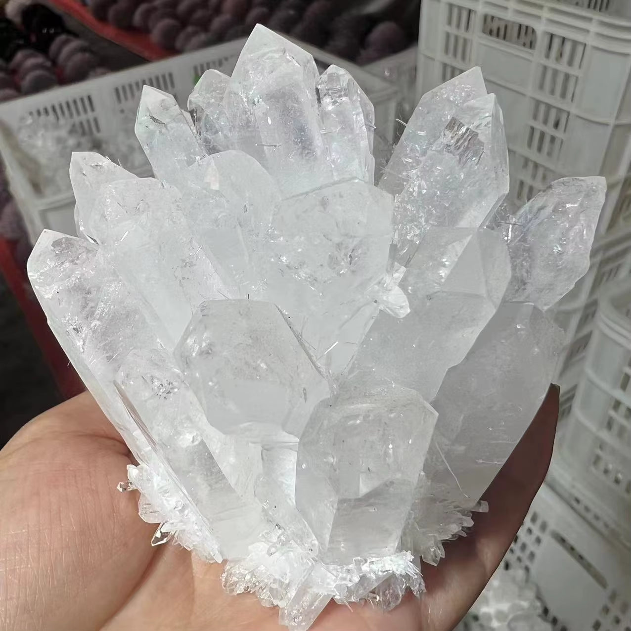 300-1000G Natural Rare White Transparent Quartz Crystal Mineral Cluster ​Specimen Home Office Degaussing Decoration Energy Gem