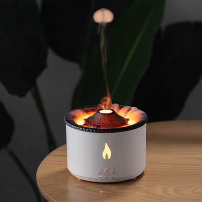 Office Home Desktop Air Humidifier Electric Aroma Essential Oil Diffuser with Flame Lamp Volcano Eruption Fragrance Machine
