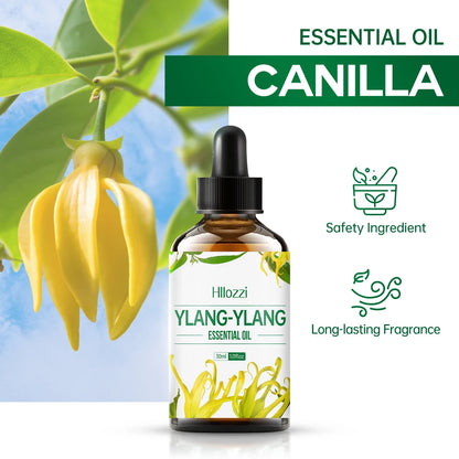 Ylang Ylang Essential Oil for Massage, Shower, Skin Care, Diffusion, Relaxation, Aromatherapy, Humidifier, Candle Making