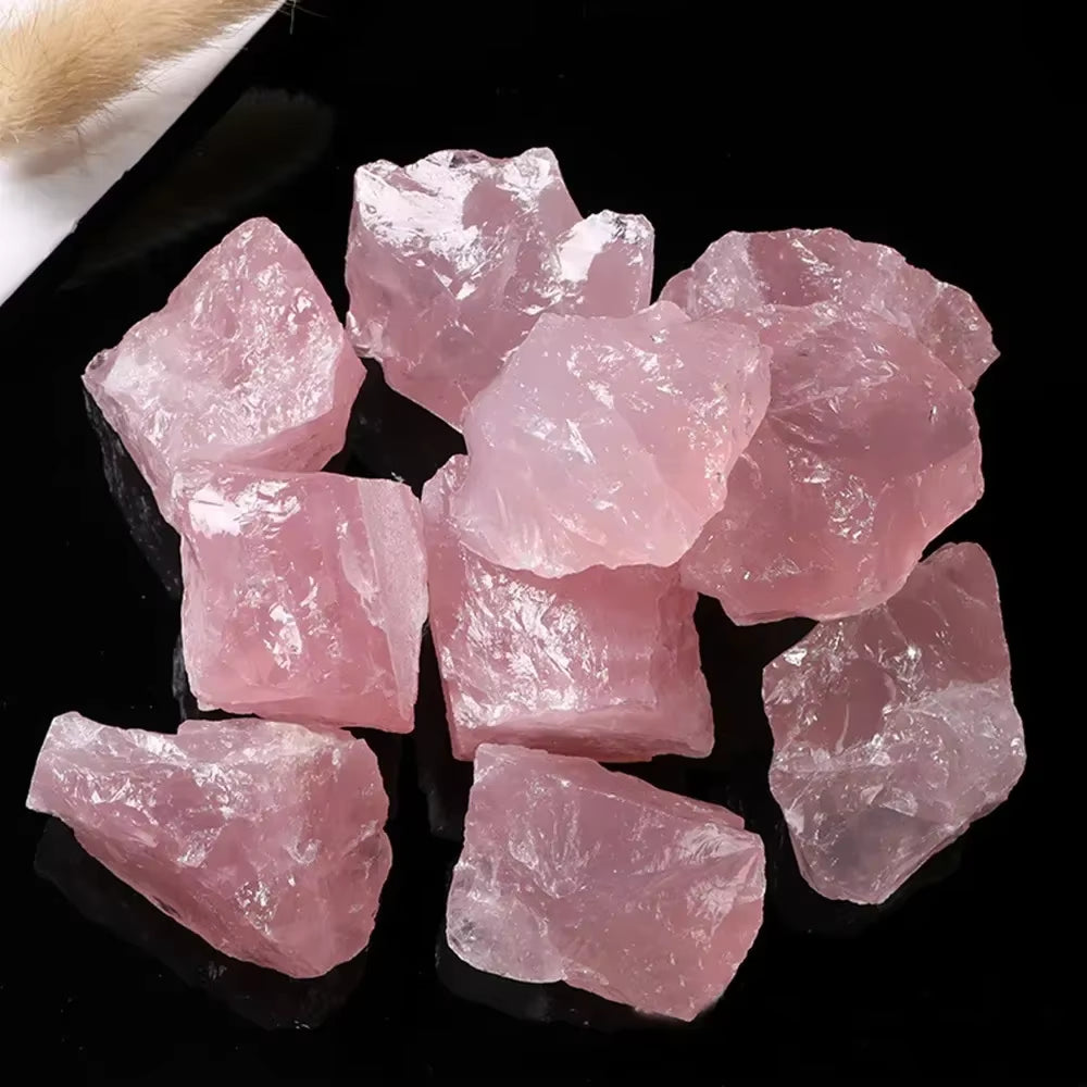 Natural Rose Quartz Rough Raw Crystal Healing Reiki Mineral Specimen Rock Stone 5-300G