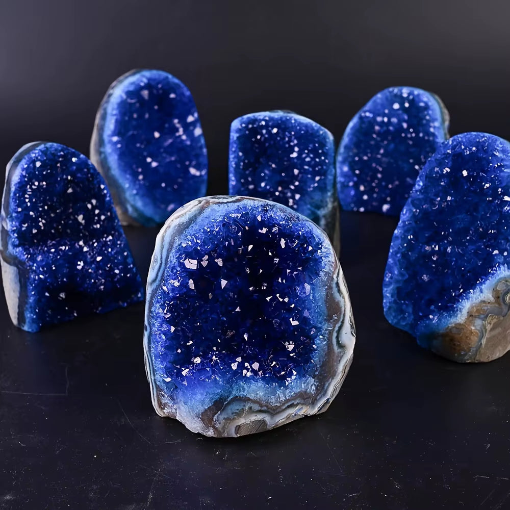 Royal Blue Crystal Cluster Geode - Mystical Quartz Gemstone for Home & Office Decor, Perfect Gift for Holidays