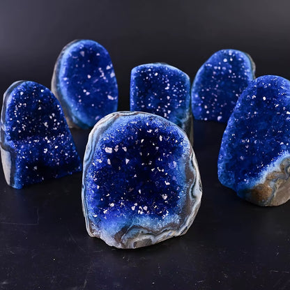 Royal Blue Crystal Cluster Geode - Mystical Quartz Gemstone for Home & Office Decor, Perfect Gift for Holidays