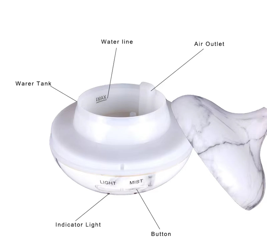 Marble Grain 200Ml Aroma Diffuser Timer Humidifier for Air Purifying