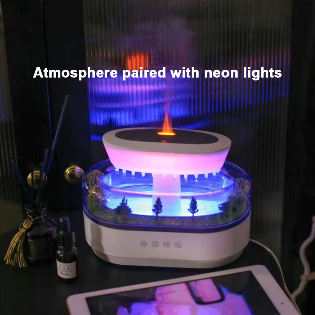 Rain Cloud Air Humidifier Small Aroma Diffuser Water Drip Micro Landscape Essential Oils Ultrasonic Diffuser with 7 Night Light