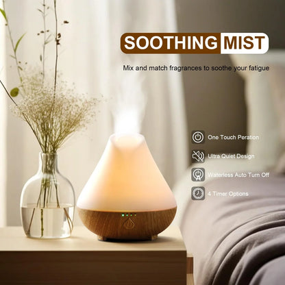 100Ml Essential Oil Diffuser, Woodgrain Aromatherapy Oil Diffuser Humidifier, Timer Setting Waterless Auto Shut-Off for Room Bedroom Home Office