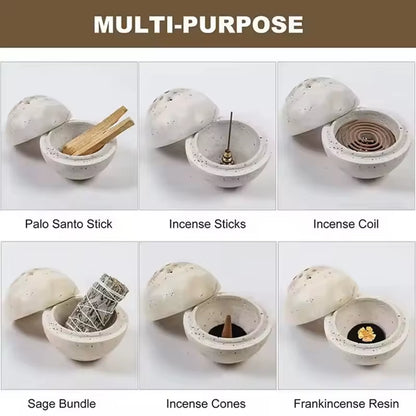 Modern Mini Travertine Incense Burner Arabic Decor Buddha Wholesale Marble Stone Ball Aroma Diffuser