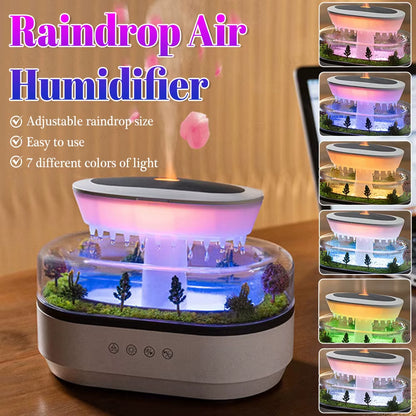 Rain Cloud Air Humidifier Small Aroma Diffuser Water Drip Micro Landscape Essential Oils Ultrasonic Diffuser with 7 Night Light