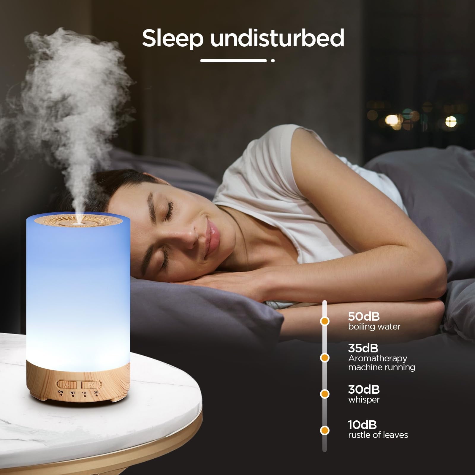 Essential Oil Diffuser, 7 Colors Oil Diffuser with Night Light Timer Waterless Auto-Off Portable Cool Mist Air Humidifier for Bedroom Home