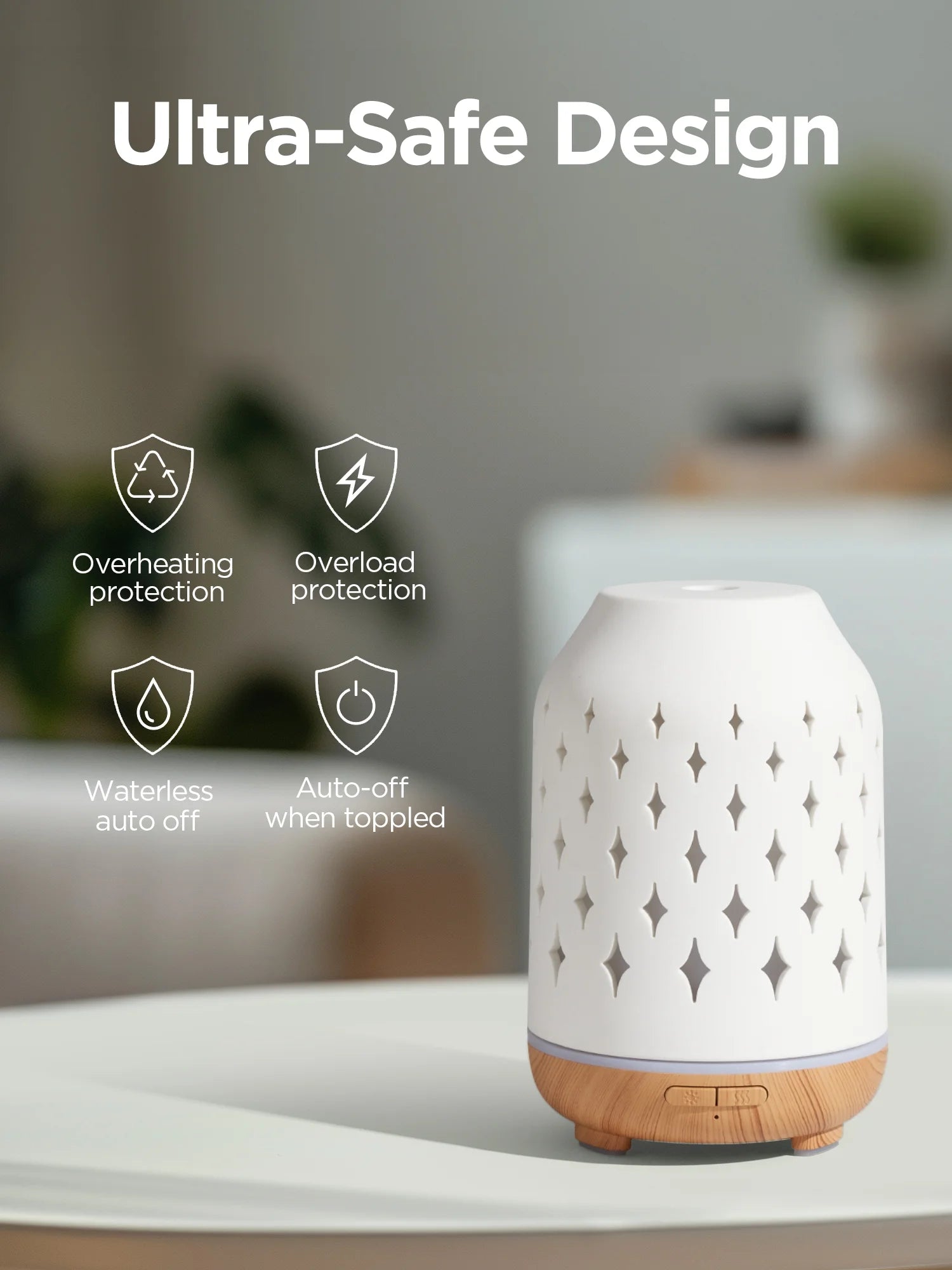150Ml Ceramic Stone Diffuser, Handmade Ultrasonic Aromatherapy Diffuser Humidifier Cool Mist Essential Oil Diffusers for Home Air Diffuser with 2 Mist Modes Waterless Auto Off