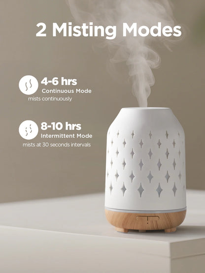 150Ml Ceramic Stone Diffuser, Handmade Ultrasonic Aromatherapy Diffuser Humidifier Cool Mist Essential Oil Diffusers for Home Air Diffuser with 2 Mist Modes Waterless Auto Off