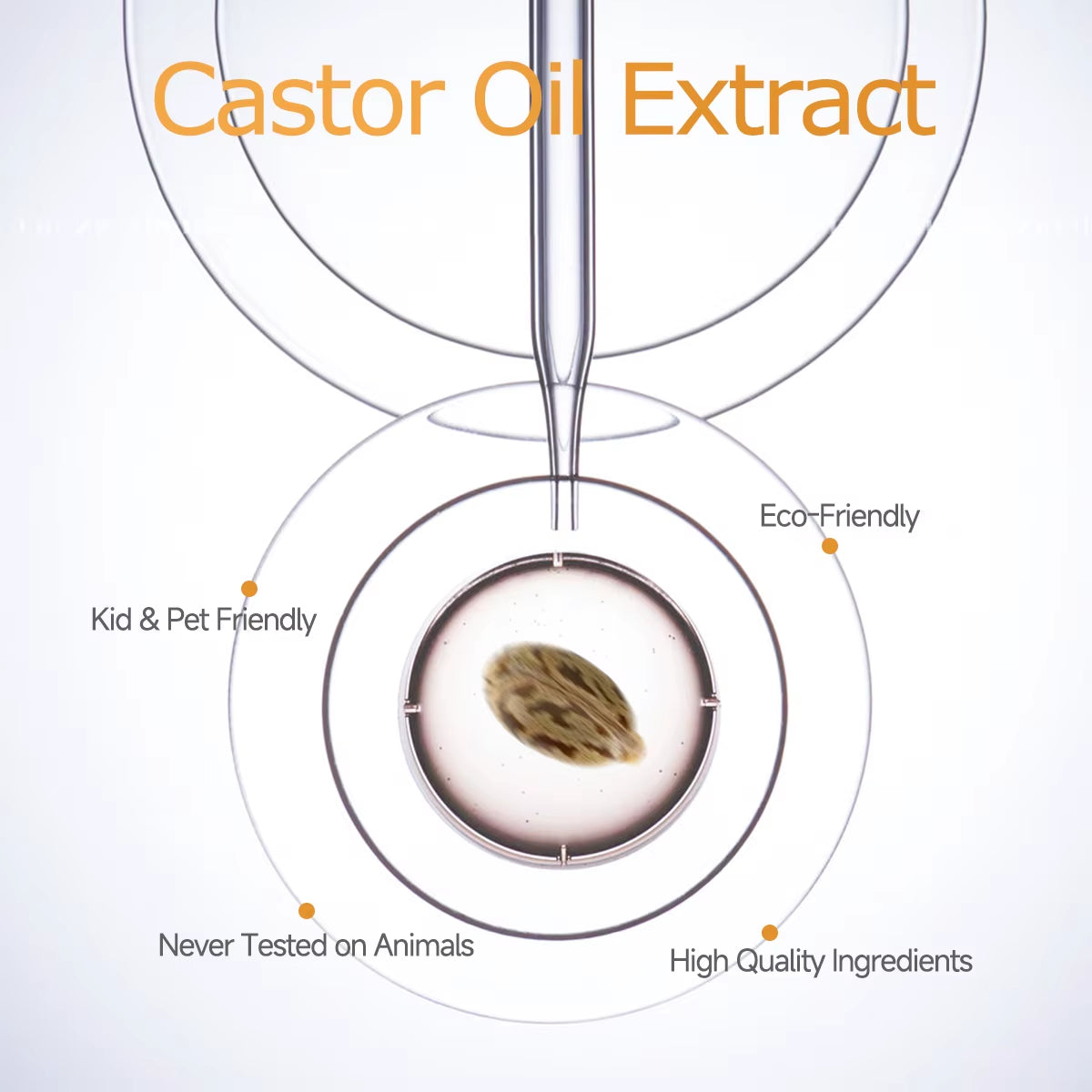 Castor Essential Oil, for Dry Hair, Eyelashes and Eyebrows, Oil Cold Pressed Unrefined, Essential Oil for Skin and Nail Care