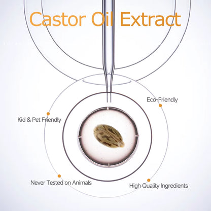 Castor Essential Oil, for Dry Hair, Eyelashes and Eyebrows, Oil Cold Pressed Unrefined, Essential Oil for Skin and Nail Care