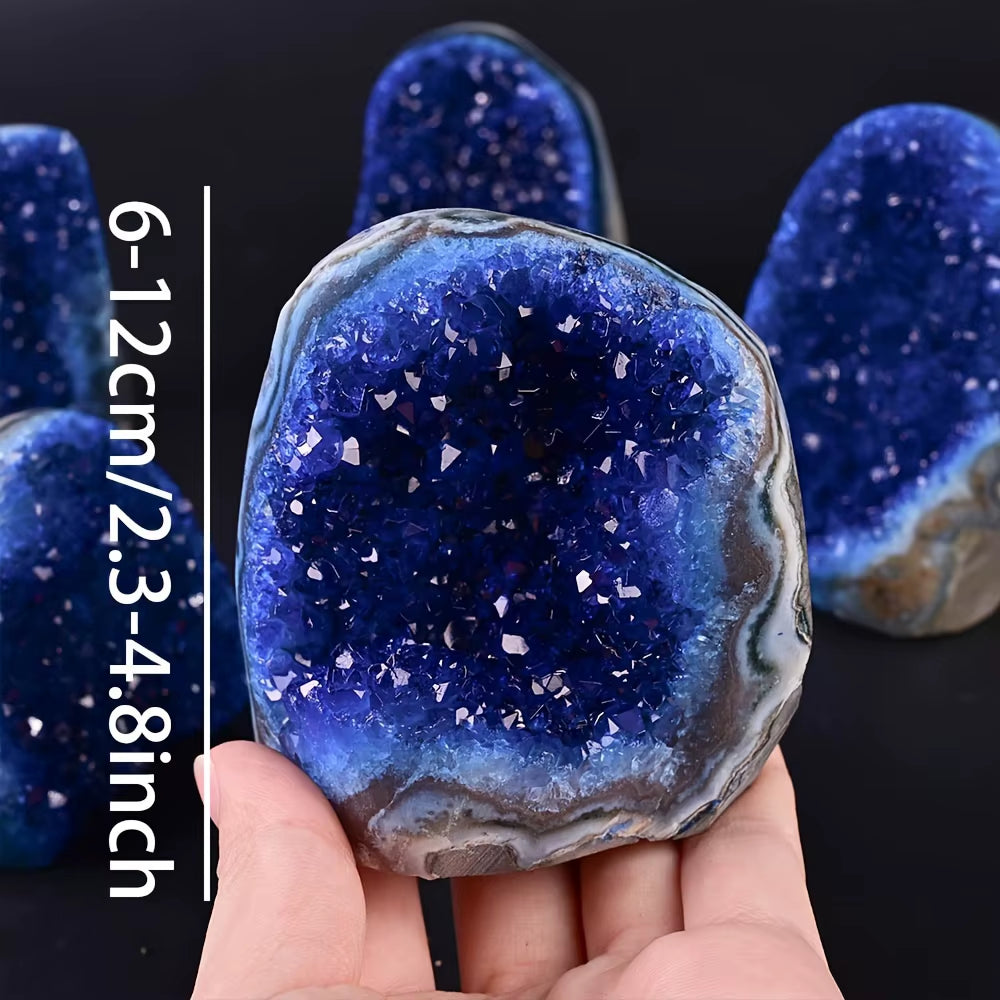 Royal Blue Crystal Cluster Geode - Mystical Quartz Gemstone for Home & Office Decor, Perfect Gift for Holidays