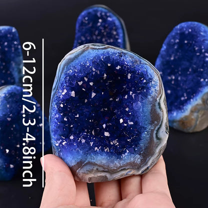Royal Blue Crystal Cluster Geode - Mystical Quartz Gemstone for Home & Office Decor, Perfect Gift for Holidays