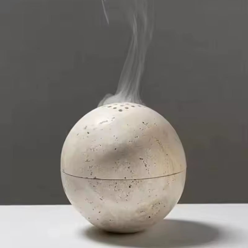 Modern Mini Travertine Incense Burner Arabic Decor Buddha Wholesale Marble Stone Ball Aroma Diffuser