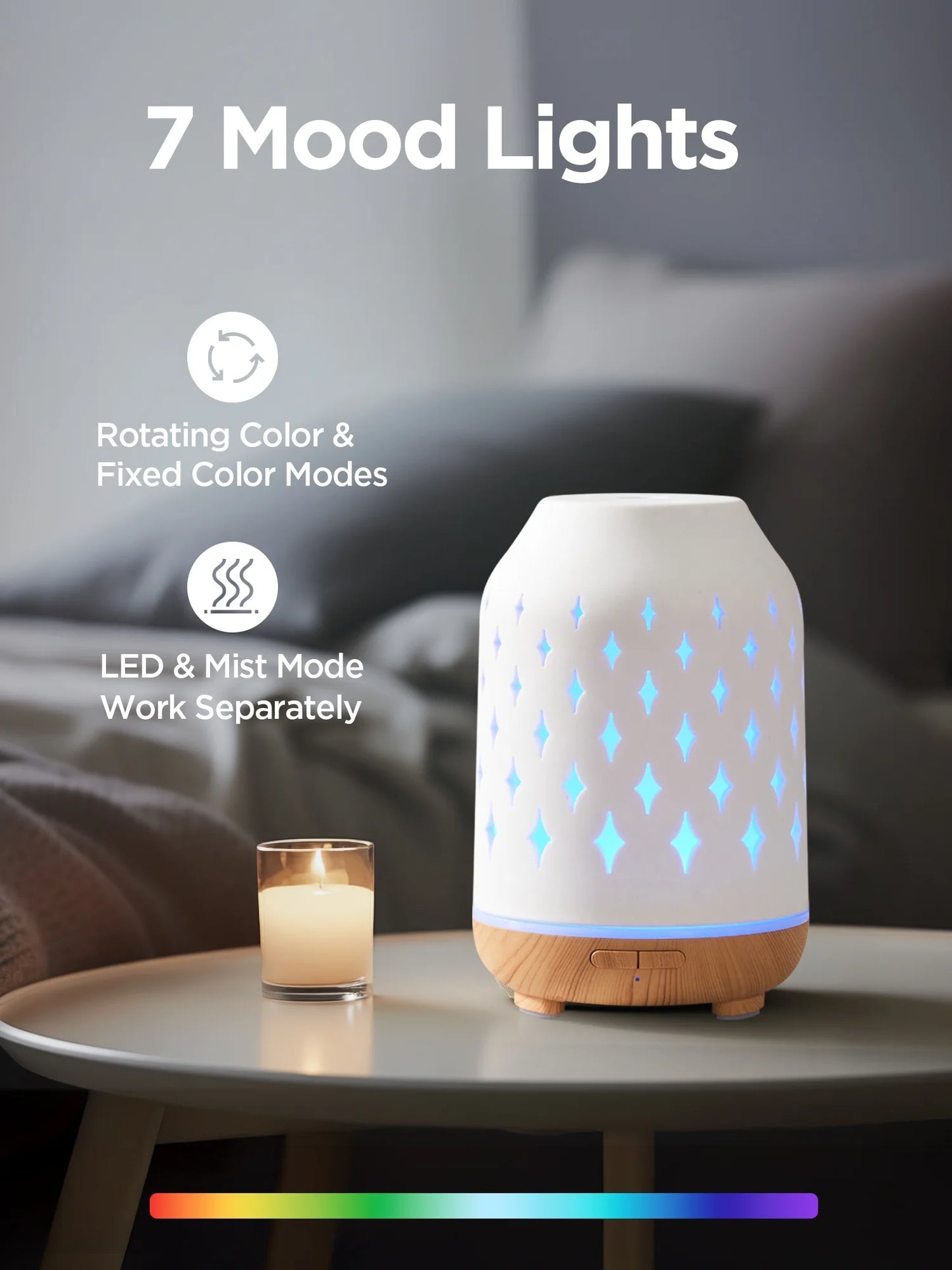 150Ml Ceramic Stone Diffuser, Handmade Ultrasonic Aromatherapy Diffuser Humidifier Cool Mist Essential Oil Diffusers for Home Air Diffuser with 2 Mist Modes Waterless Auto Off