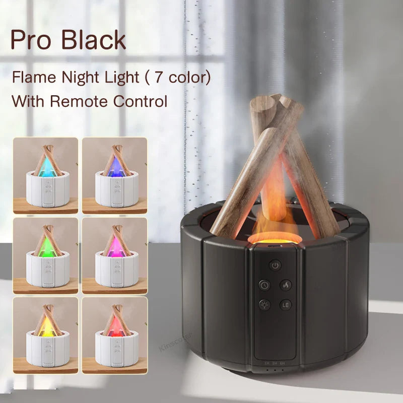 Transform Your Space with the Simulated Flame Aroma Diffuser: Ultrasonic Cool Mist Maker and LED Essential Oil Lamp