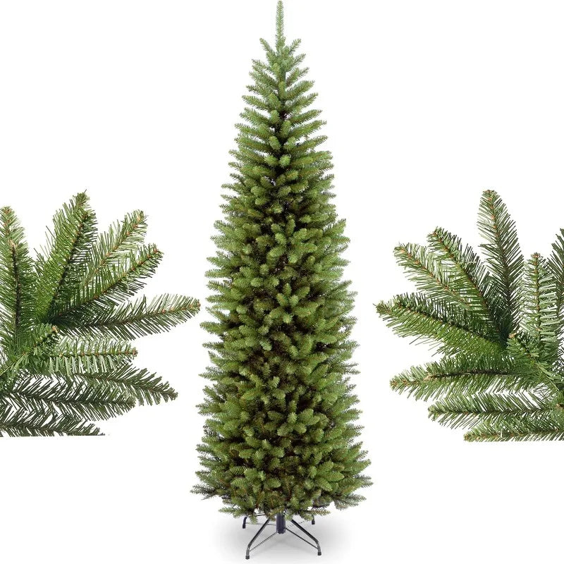 Artificial PVC Christmas Tree with Led Lights Green Pointed Thin Long Pen Pole Indoor and Outdoor Supplies New 150CM to 210CM