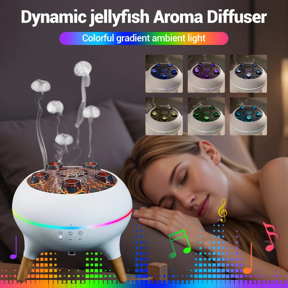 Transform Your Space with the Dynamic Jellyfish Air Humidifier - 250ml Essential Oil Diffuser with Remote Control and 7 Mesmerizing Color Night Lights