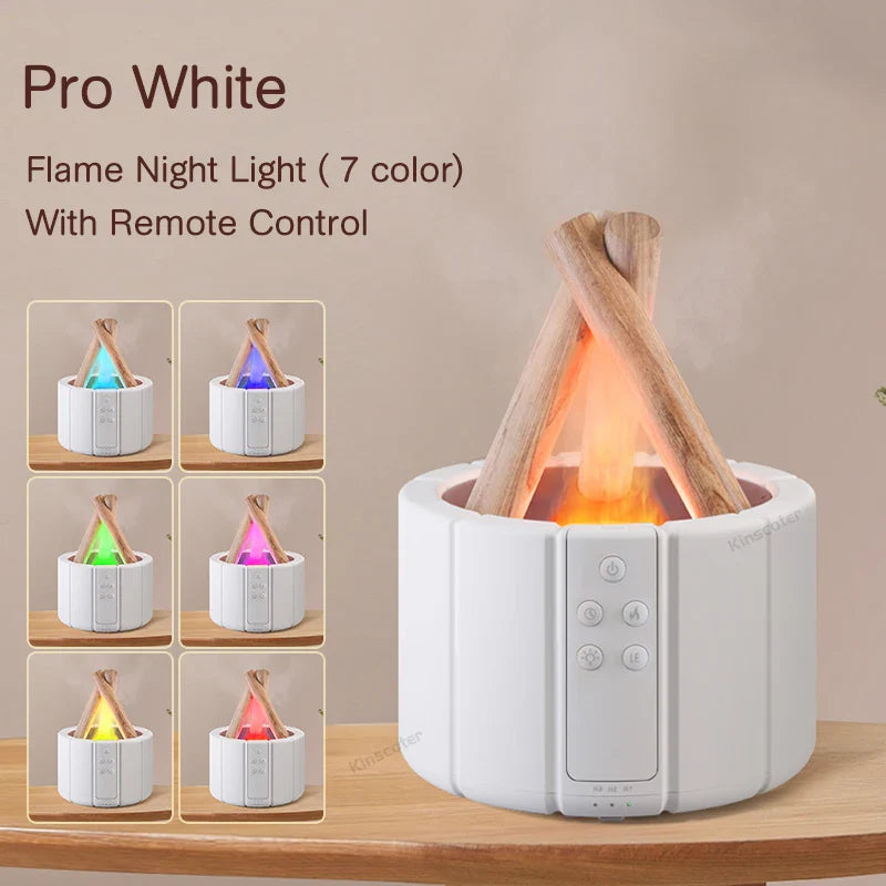 Transform Your Space with the Simulated Flame Aroma Diffuser: Ultrasonic Cool Mist Maker and LED Essential Oil Lamp
