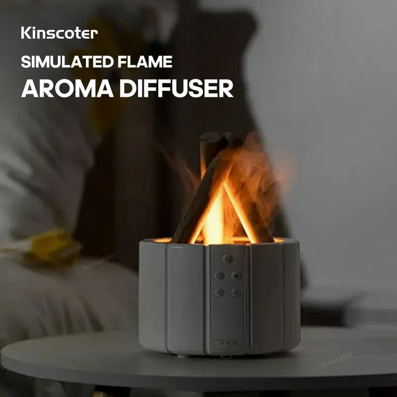 Transform Your Space with the Simulated Flame Aroma Diffuser: Ultrasonic Cool Mist Maker and LED Essential Oil Lamp