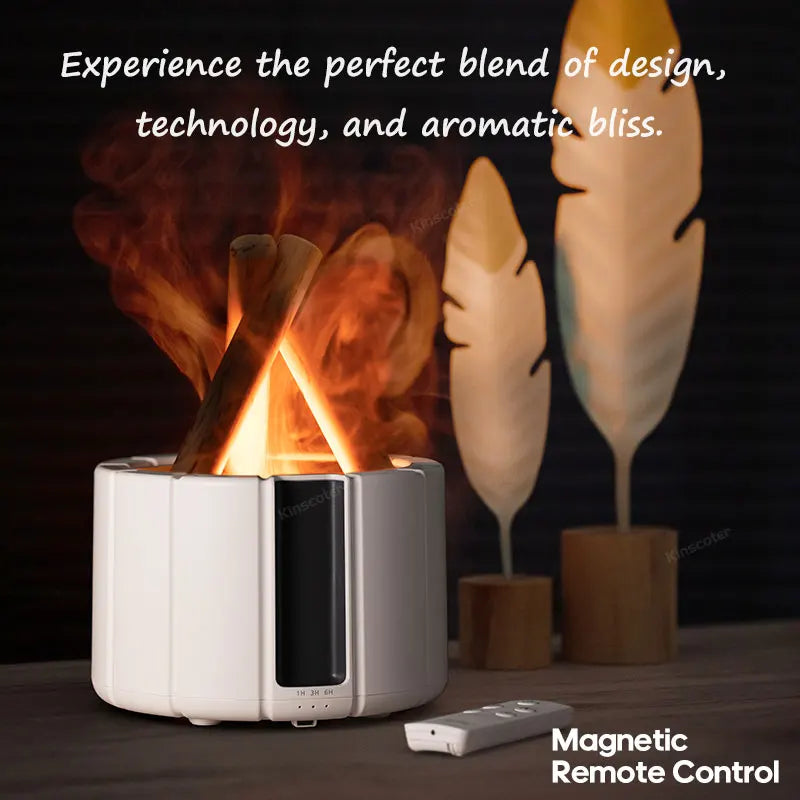 Transform Your Space with the Simulated Flame Aroma Diffuser: Ultrasonic Cool Mist Maker and LED Essential Oil Lamp