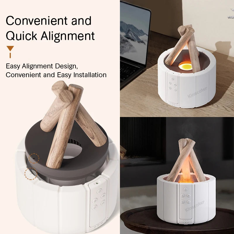Transform Your Space with the Simulated Flame Aroma Diffuser: Ultrasonic Cool Mist Maker and LED Essential Oil Lamp