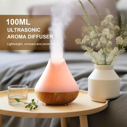 100Ml Essential Oil Diffuser, Woodgrain Aromatherapy Oil Diffuser Humidifier, Timer Setting Waterless Auto Shut-Off for Room Bedroom Home Office
