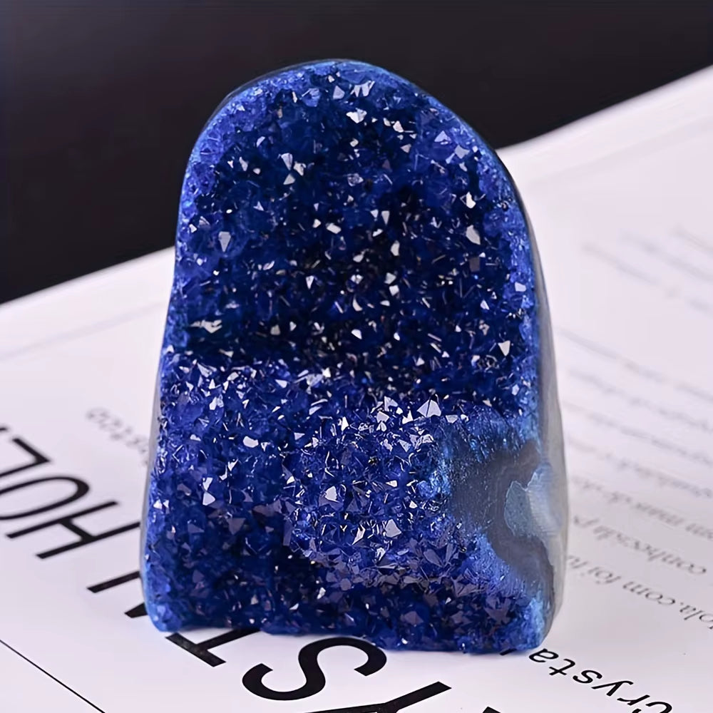 Royal Blue Crystal Cluster Geode - Mystical Quartz Gemstone for Home & Office Decor, Perfect Gift for Holidays
