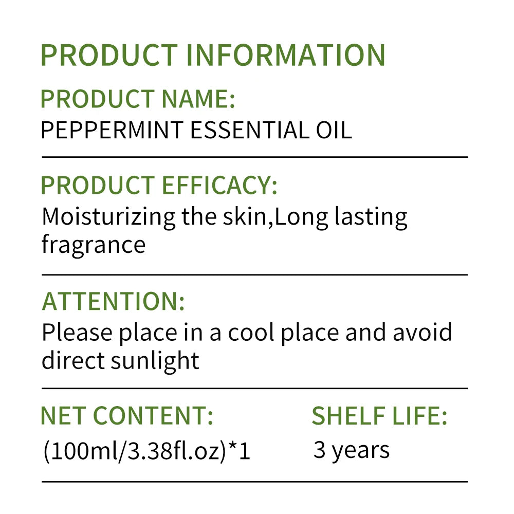 Peppermint Body Massage Essential Oil Is Perfect for Home Massage, Aromatherapy Diffuser, Facial, Spa, Nails, Candle Making.