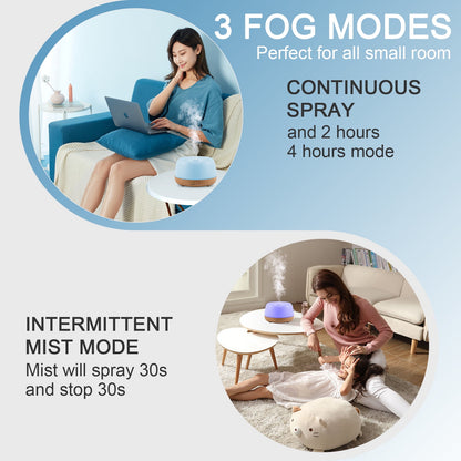 Essential Oils Aromatherapy Diffuser Mist Ultrasonic Vaporizer, 7 Colors Light ,Cool Mist Air Humidifiers for Large Room Home Bedroom Baby Office Car, with Remote Control ,300Ml（White）