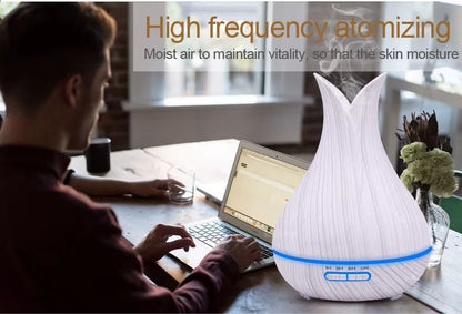 Hot Sale Petal Vase Shape Marble Grain Ultrasonic Humidifier Aromatherapy Oil Aroma Diffuser Led Light Essential Oil Diffuser