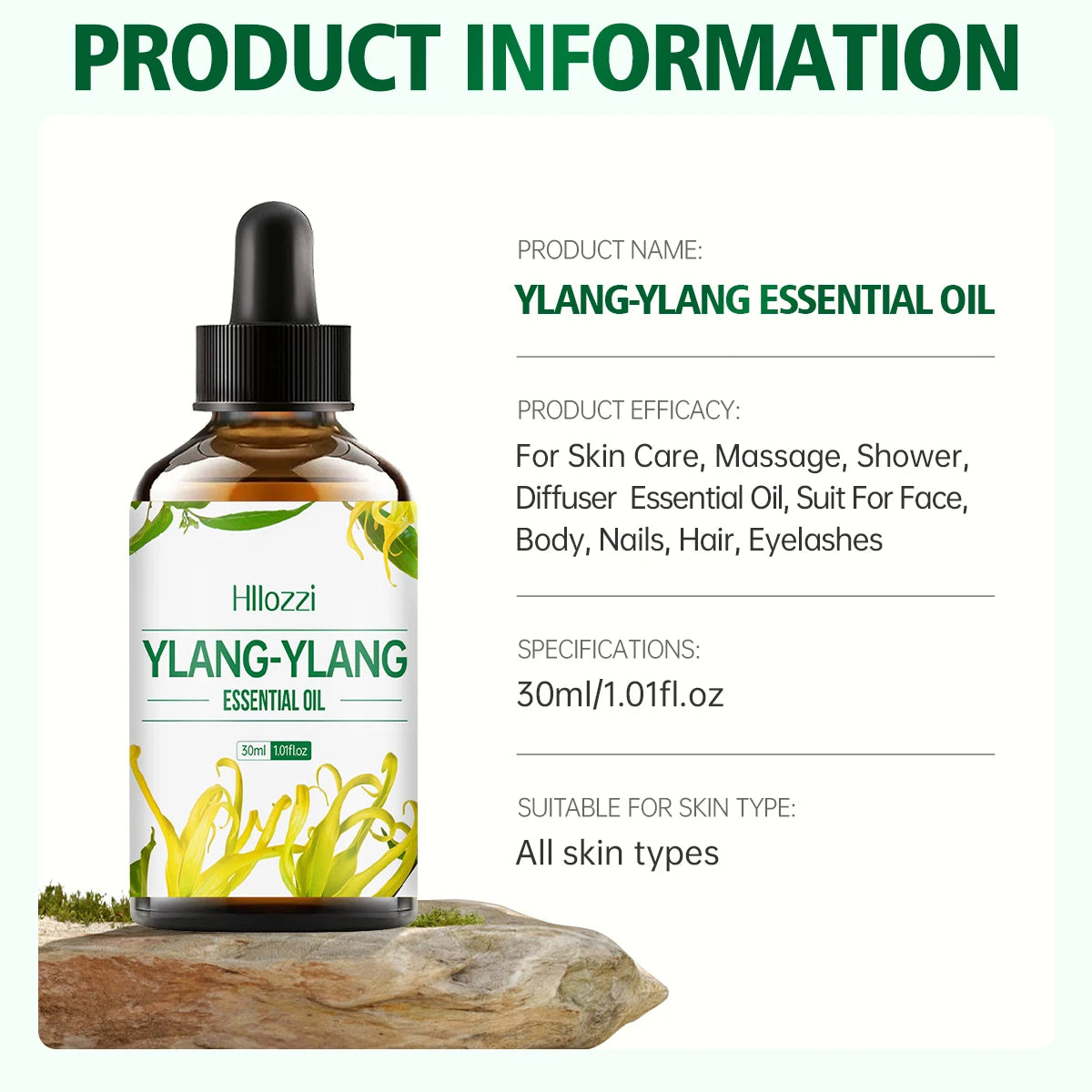 Ylang Ylang Essential Oil for Massage, Shower, Skin Care, Diffusion, Relaxation, Aromatherapy, Humidifier, Candle Making