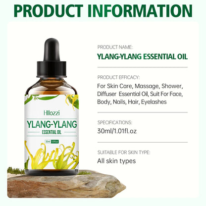 Ylang Ylang Essential Oil for Massage, Shower, Skin Care, Diffusion, Relaxation, Aromatherapy, Humidifier, Candle Making