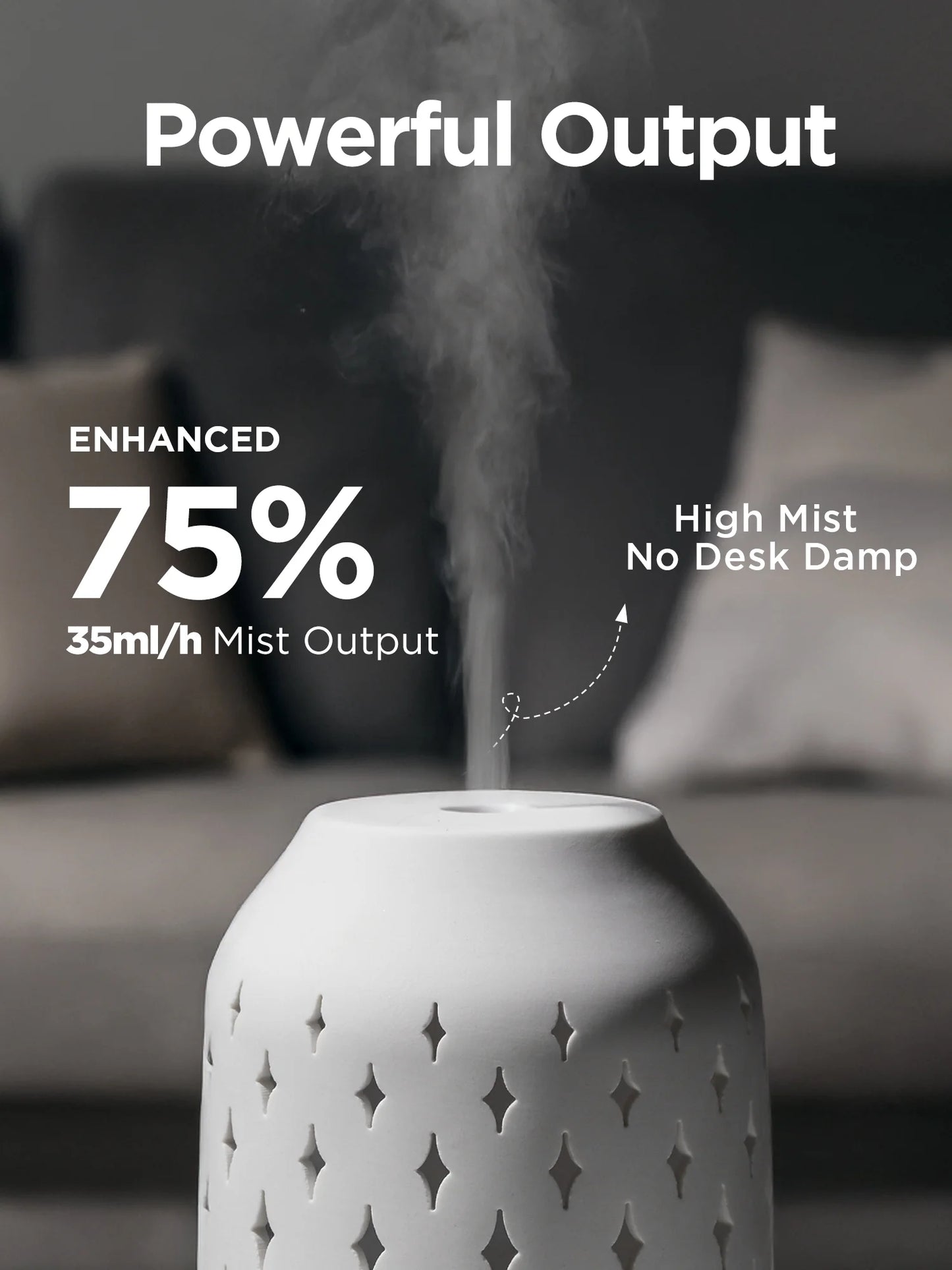 150Ml Ceramic Stone Diffuser, Handmade Ultrasonic Aromatherapy Diffuser Humidifier Cool Mist Essential Oil Diffusers for Home Air Diffuser with 2 Mist Modes Waterless Auto Off