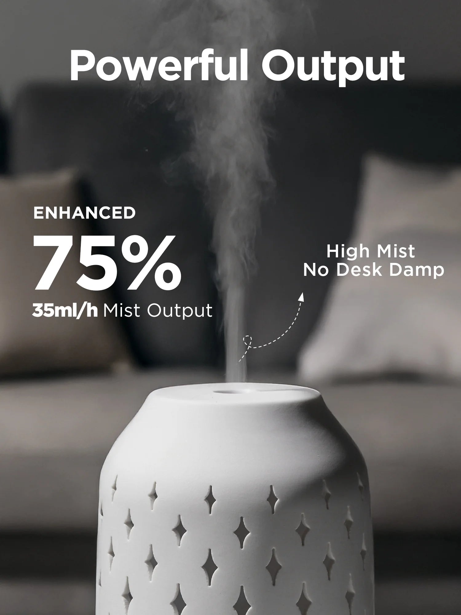 150Ml Ceramic Stone Diffuser, Handmade Ultrasonic Aromatherapy Diffuser Humidifier Cool Mist Essential Oil Diffusers for Home Air Diffuser with 2 Mist Modes Waterless Auto Off