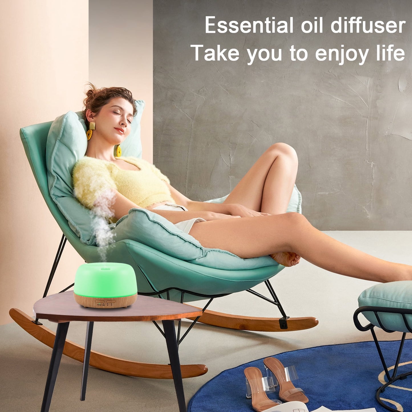 Essential Oils Aromatherapy Diffuser Mist Ultrasonic Vaporizer, 7 Colors Light ,Cool Mist Air Humidifiers for Large Room Home Bedroom Baby Office Car, with Remote Control ,300Ml（White）