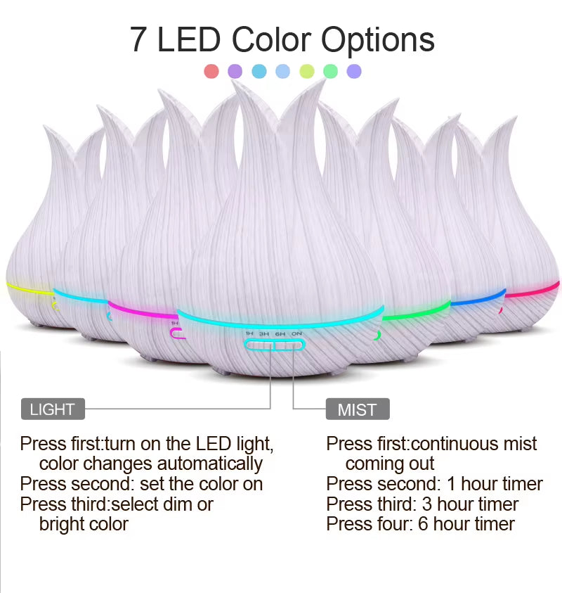 Hot Sale Petal Vase Shape Marble Grain Ultrasonic Humidifier Aromatherapy Oil Aroma Diffuser Led Light Essential Oil Diffuser