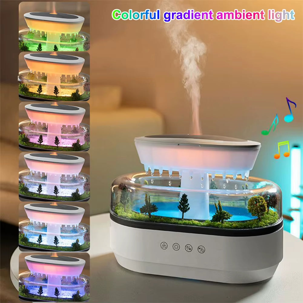 Rain Cloud Air Humidifier Small Aroma Diffuser Water Drip Micro Landscape Essential Oils Ultrasonic Diffuser with 7 Night Light