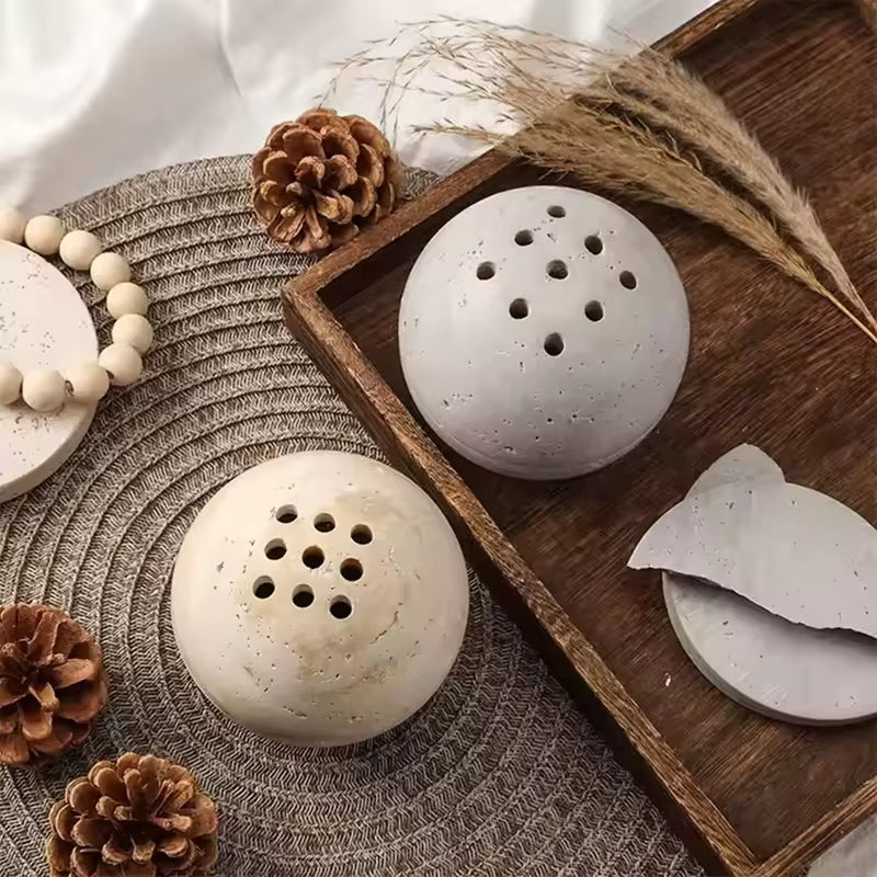 Modern Mini Travertine Incense Burner Arabic Decor Buddha Wholesale Marble Stone Ball Aroma Diffuser