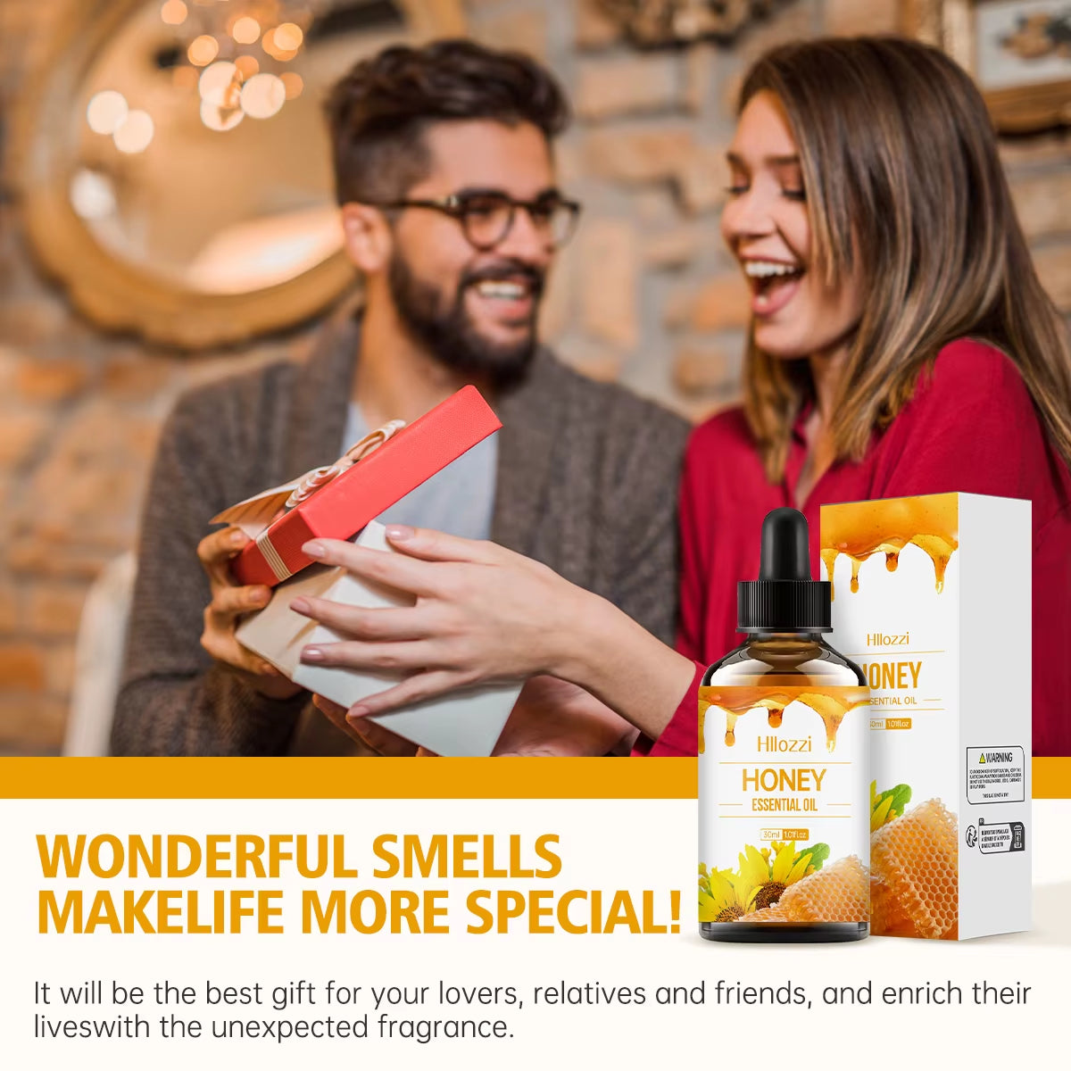 Honey Essential Oil, Hypoallergenic, Great for Skin Care, Massage, Face, Body, Nails and Hair, Suitable for All Skin Types.