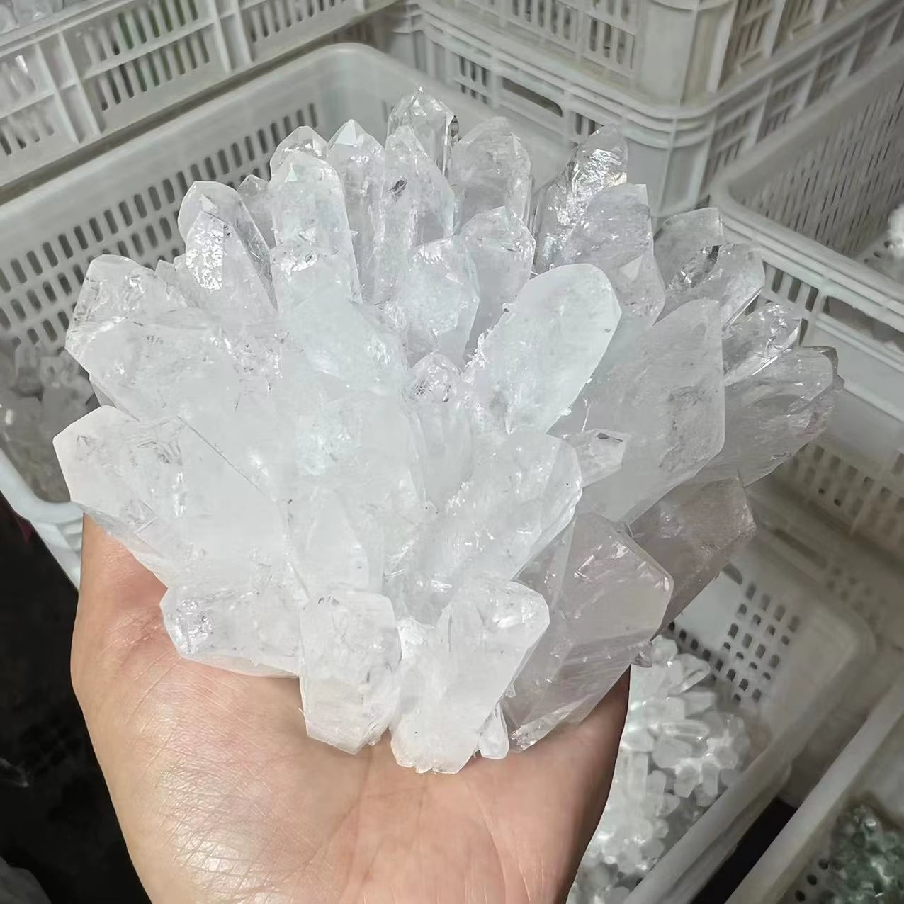 300-1000G Natural Rare White Transparent Quartz Crystal Mineral Cluster ​Specimen Home Office Degaussing Decoration Energy Gem
