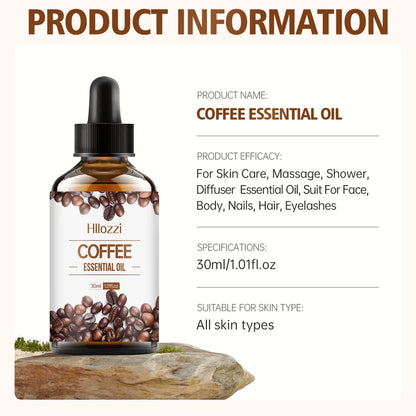 30Ml/1.01Fl.Oz Coffee Essential Oil for Skin, Hair, Nails and Eyelashes, Moisturizing, Nourishing, Suitable for All Skin Types