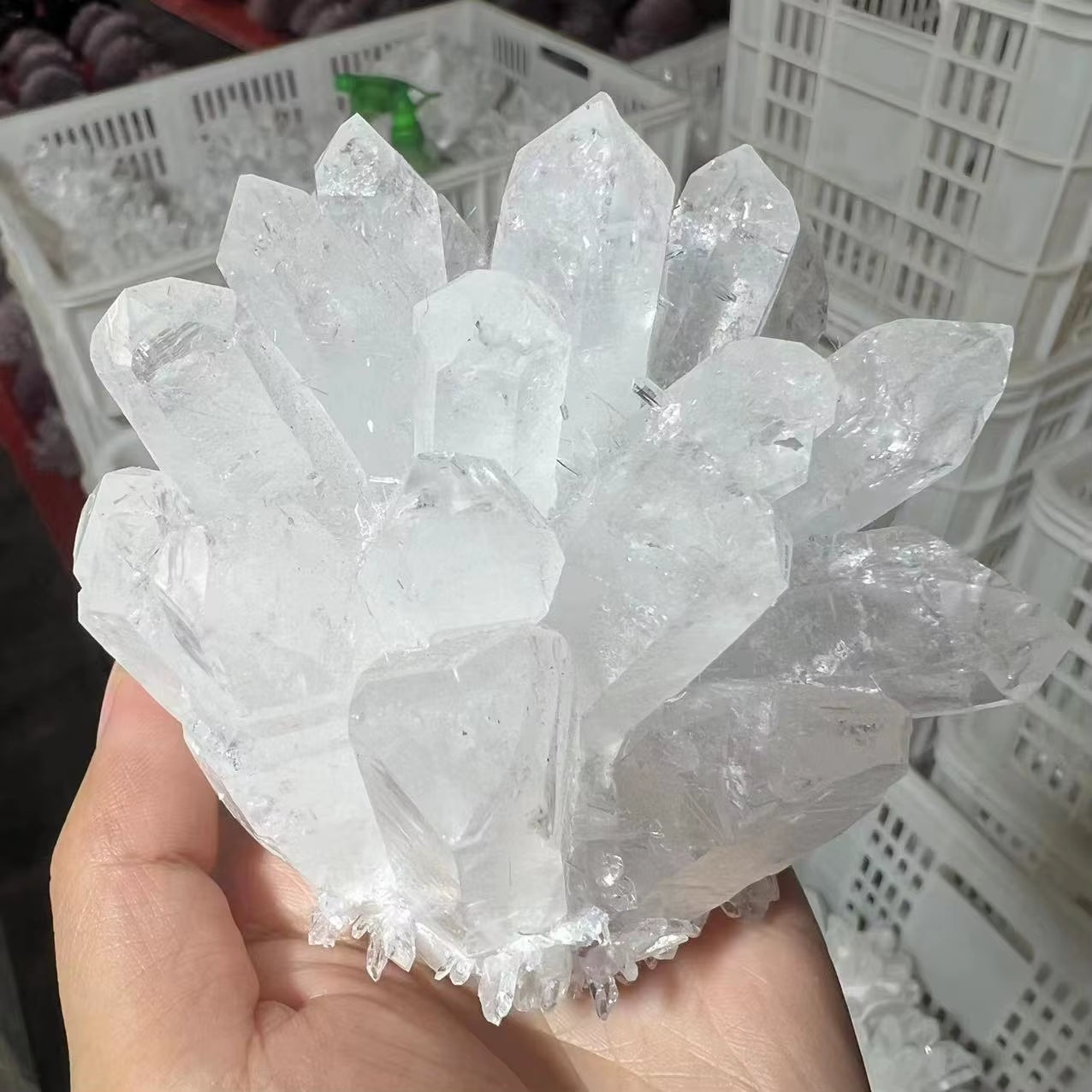 300-1000G Natural Rare White Transparent Quartz Crystal Mineral Cluster ​Specimen Home Office Degaussing Decoration Energy Gem