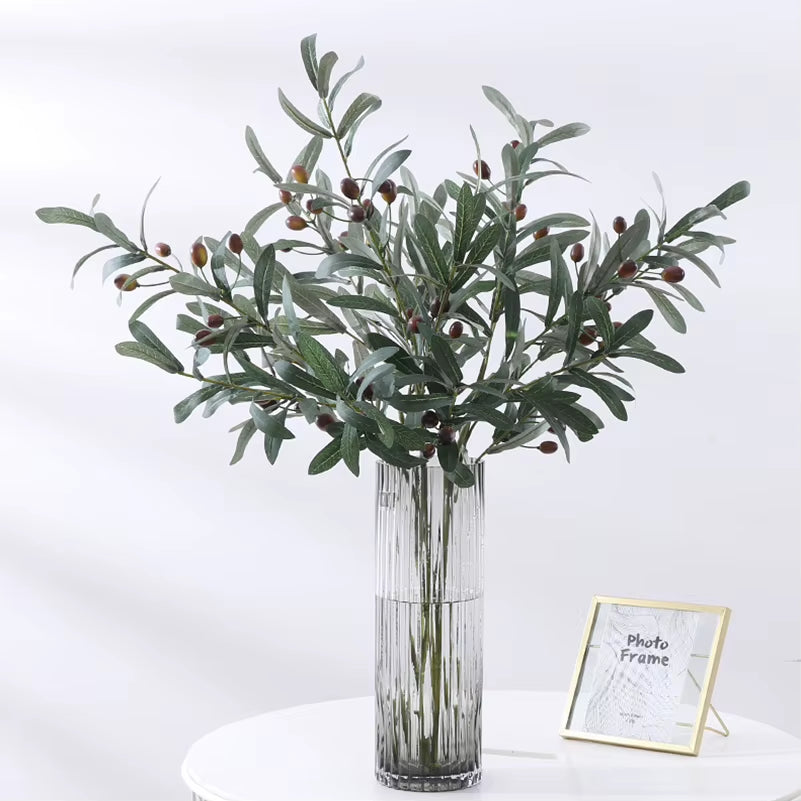Elevate Your Decor with 1PC Elegant Olive Green Leaves Tree Branch - Perfect for Weddings and Celebrations!